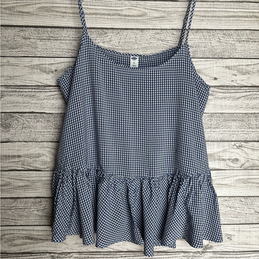 Old Navy Blue/White Gingham Tank Top